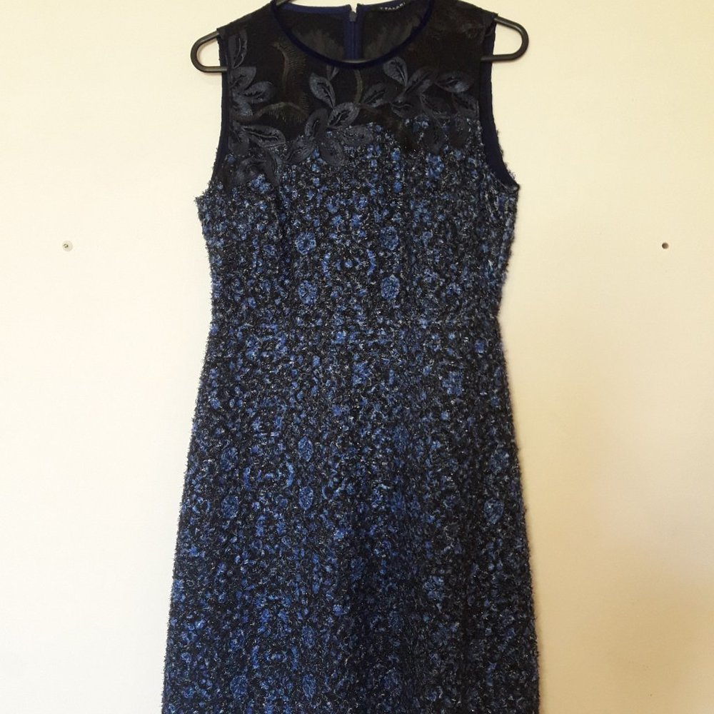 T Tahari Blue and Black Formal Dress